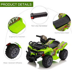 HOMCOM 6V Kids Electric Ride on Car Toddlers Quad Bike All Terrain Vehicle Toy With Music for 18-36 months Green