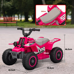 AIYAPLAY 6V Electric Quad Bike for Kids, Ride On ATV w/ Forward Backward, Headlights, for 18-36 Months, Pink