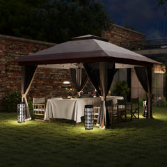 Outsunny 3.6 x 3.6m Pop-Up Gazebo, with Accessories - Beige