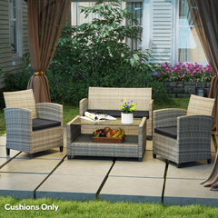 Outsunny Outdoor Seat Cushion Pads for Rattan Furniture, 3 PCs Garden Furniture Cushions, Black