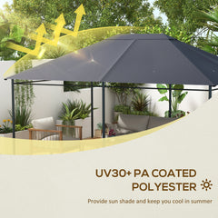 غطاء بديل لمظلة Gazebo مقاس 3 × 4 أمتار من Outsunny، غطاء بديل لسقف Gazebo (الغطاء العلوي فقط)، باللون الرمادي الداكن