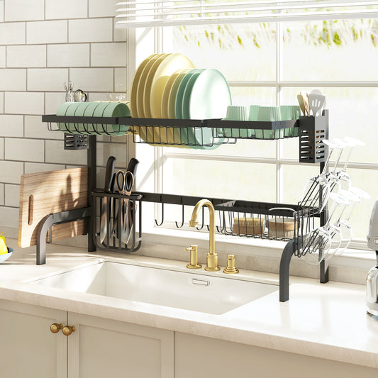 HOMCOM 100cm Modular Over-Sink Drying Rack