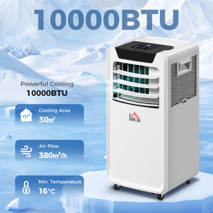 HOMCOM 10000 BTU Air Conditioning Unit, 3-in-1 Portable Air Conditioner, Dehumidifier, Cooling Fan with Remote Control, LED Display, 2 Speeds, 24H Timer, Window Venting Kit, 30m√Ç¬≤