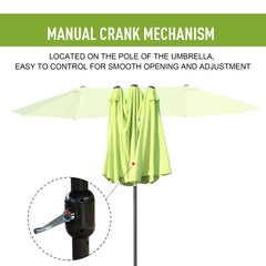 Outsunny Double-side Umbrella Parasol, â2.7x4.6Wx2.4H m-Grass Green