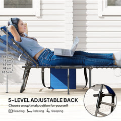 Outsunny Five-Position Reclining Sun Lounger - Dark Blue