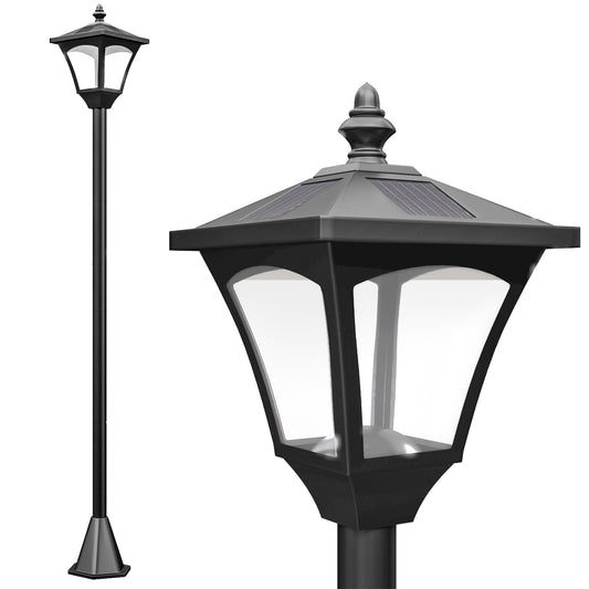 Outsunny Outdoor Garden Solar Post Lamp Photosensitive LED Lantern Bollard Pathway 1.2M Tall √¢‚Ç¨‚Äú Black