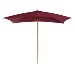 Outsunny 2 x 3m Wooden Garden Parasol Umbrella Outdoor Sun Shade Canopy, Wine Red