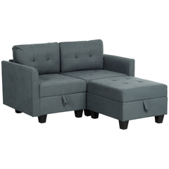 HOMCOM 'L' Shape Modular Storage Sofa - Dark Grey