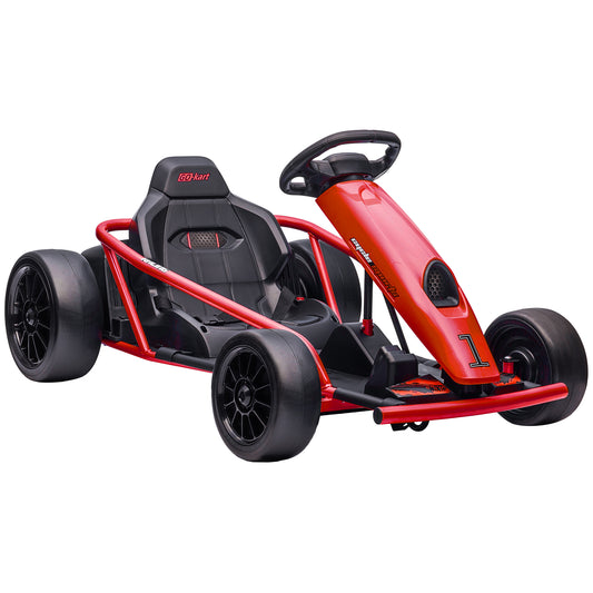 HOMCOM 24V Electric Go Kart for Kids, Drift Ride-On Racing Go Kart with 2 Speeds, for Boys Girls Aged 8-12 Years Old, Red