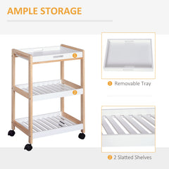 HOMCOM 3-Tier Mobile Kitchen Trolley Cart Storage Shelves Rack Rolling Wheels White 46 x 35 x 74.5 cm