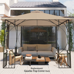 Outsunny 3x3(m) Replacement Gazebo Canopy, Double Tier Roof Top for Garden, Patio, Outdoor, Khaki (TOP ONLY)