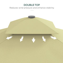 Outsunny 2.5m Square Double Top Garden Parasol Cantilever Umbrella with Ruffles, Beige