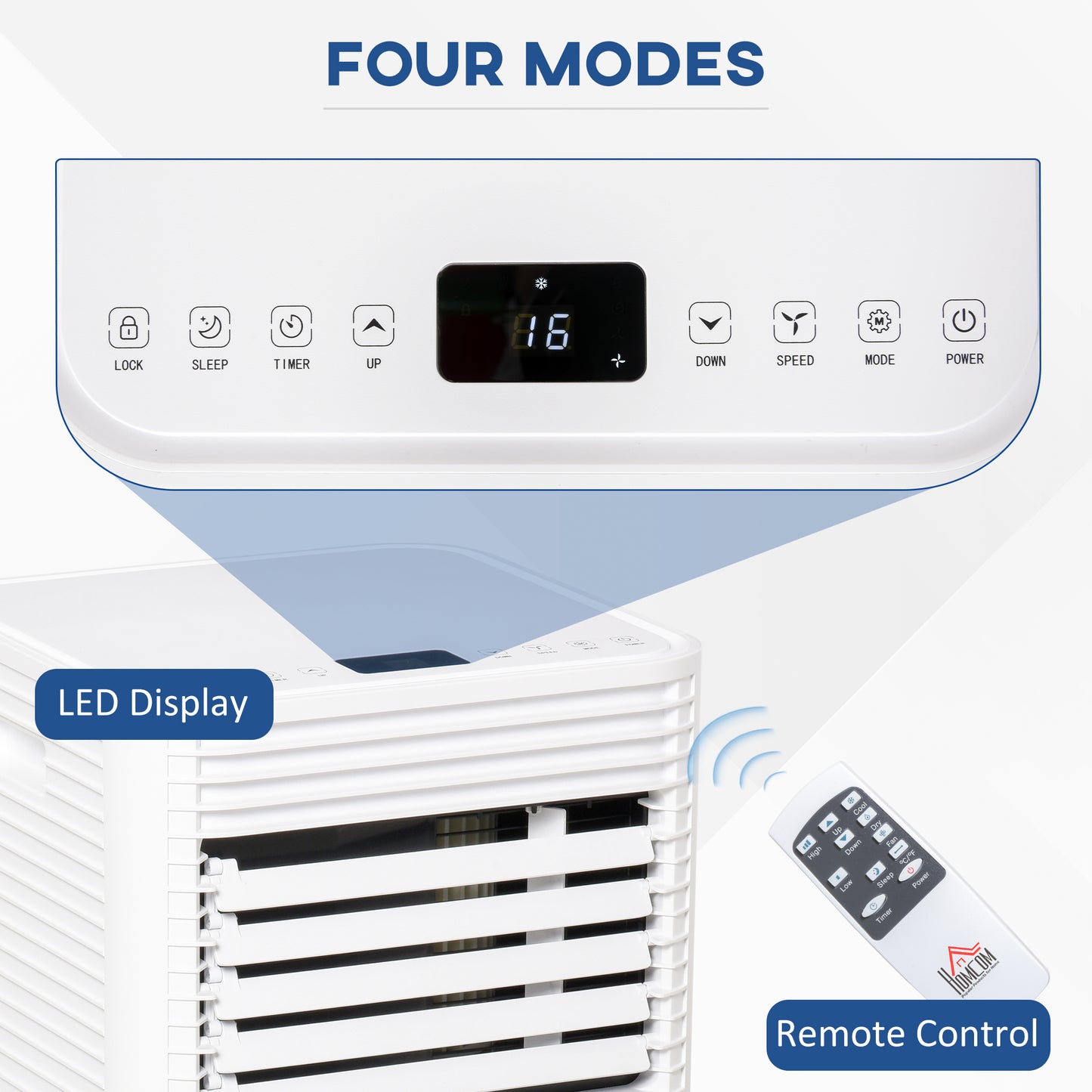 HOMCOM 9000 BTU Portable Air Conditioner for Cooling Dehumidifier Fan, Air Conditioning Unit for Room up to 28m√Ç¬≤, with Remote, 24H Timer, Window Mount Kit, R290, A Energy Efficiency, 1122W