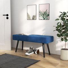 HOMCOM End of Bed Bench with X-Shape Design and Steel Legs, Upholstered Hallway Bench for Bedroom, Blue