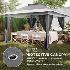 Outsunny 3.6 x 3.6m Pop-Up Gazebo, with Accessories - Grey