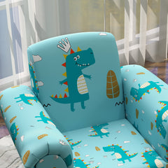 AIYAPLAY 2 Piece Kids Sofa Set with Dinosaur Design, Wooden Frame, for 1.5-3 Years Old, Blue