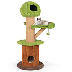 148 CM Mushroom Cat Tree with 2 Cute Condos for Indoor Cats-Green