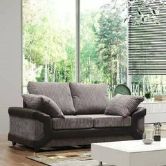 Swansea High Back Fabric 3 Seater and 2 Seater Sofa Set - Brown with Beige or Grey with Black