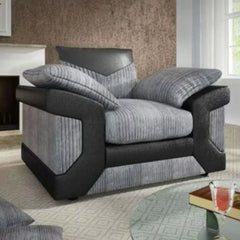 Swansea High Back Fabric 3 Seater and 2 Seater Sofa Set - Grey with Black or Brown with Beige