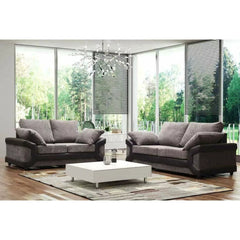 Swansea High Back Fabric 3 Seater and 2 Seater Sofa Set - Brown with Beige or Grey with Black