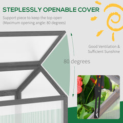 Outsunny Wooden Cold Frame Garden Polycarbonate Greenhouse with Openable Top Cover, Grow House for Flowers, Vegetables, Plants, 90 x 52 x 50cm, Grey