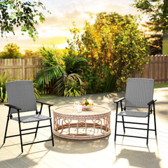 Outsunny Set of Two Folding Rattan Seat Chairs - Grey