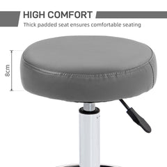 Vinsetto PU Leather Rolling Stool, Height Adjustable Stool Chair with Wheels for Salon, Massage, Spa, Grey