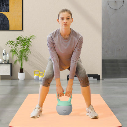 SPORTNOW 10KG Soft Kettlebell, Kettlebell with Non-Slip Handle for Home Gym, Weight Lifting, Strength Training, Green/Grey