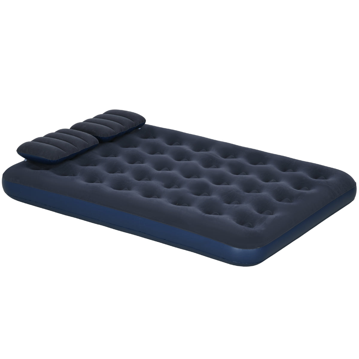 Outsunny Inflatable King Size Air Bed, with Built-In Hand Pump - Blue