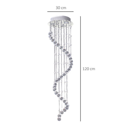 HOMCOM Modern Crystal Chandelier Ceiling Light Pendant Lamp Chrome Finish Glass Droplets New, √ê¬§30 x 120cm