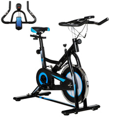 HOMCOM Stationary Exercise Bike, 8kg Flywheel Indoor Cycling Workout Fitness Bike, Adjustable Resistance Cardio Exercise Machine w/ LCD Monitor Pad and Phone Holder for Home, Gym, Office, Black