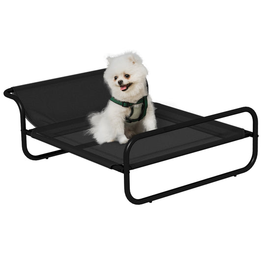 PawHut Raised Pet Bed with Slope Headrest, Washable Breathable Mesh, Foot Pads, for Small Dogs, 80 x 59 x 26cm