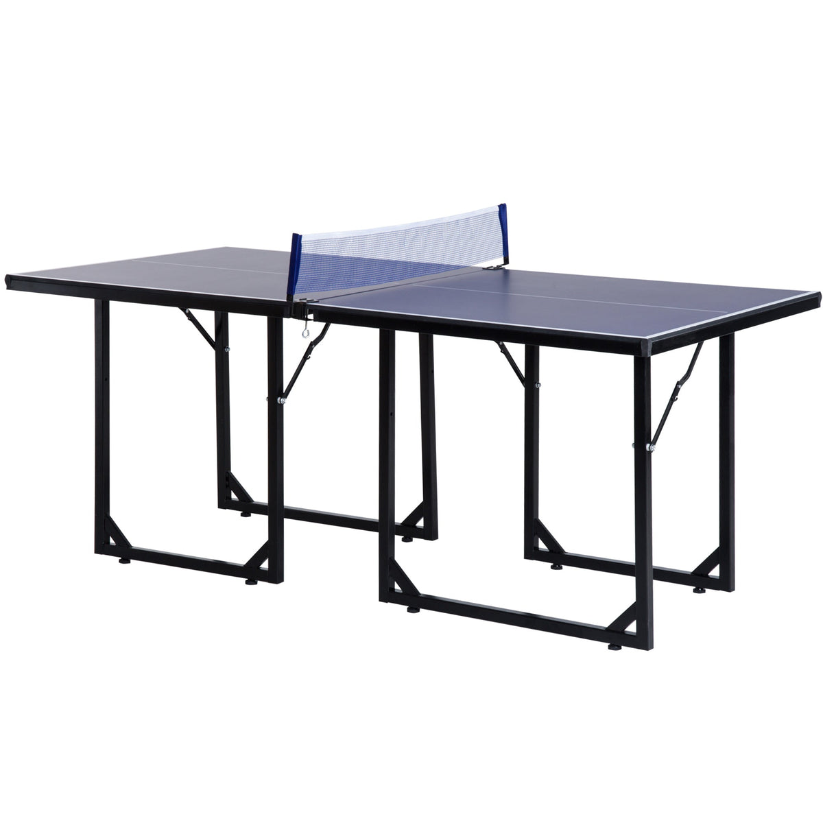 HOMCOM 6ft 182cm Mini Table Tennis Table Folding Ping Pong Table with Net Multi-Use Table for Indoor Outdoor Game, Blue