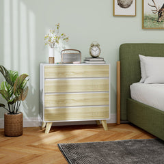 HOMCOM Chest of Four Drawers - Wood-Effect/White