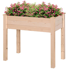 Outsunny Garden Wooden Planters√Ø¬º≈í Rectangular Raised Bed,Flower Box, Fir Wood Indoor/Outdoor, Oak Tone, 86L x 46W x 76Hcm