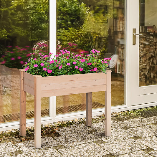 Outsunny Garden Wooden Planters√Ø¬º≈í Rectangular Raised Bed,Flower Box, Fir Wood Indoor/Outdoor, Oak Tone, 86L x 46W x 76Hcm