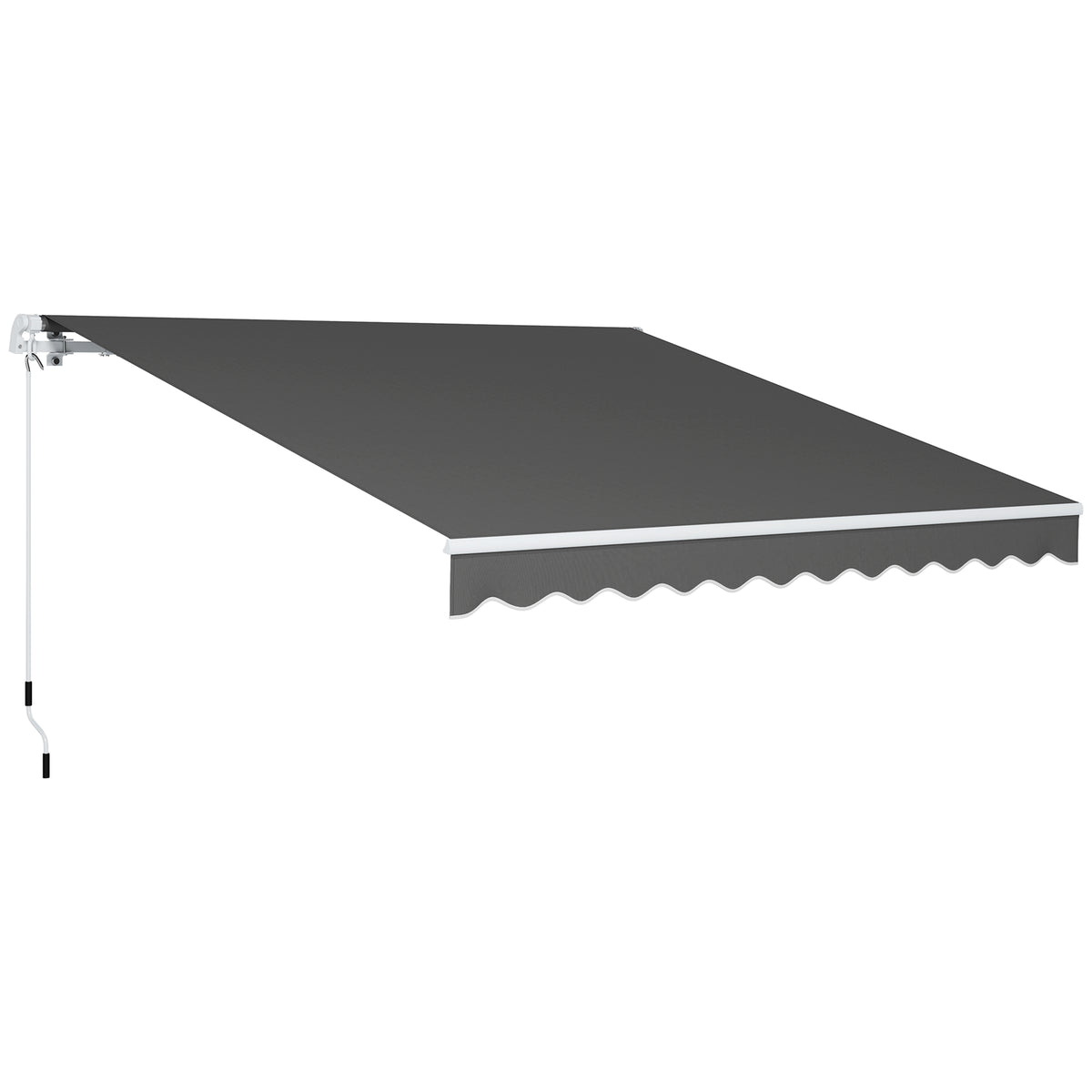 Outsunny 3 x 2.5m Garden Patio Manual Awning, Retractable Canopy Sun Shade Shelter with Fittings and Crank Handle, Dark Grey