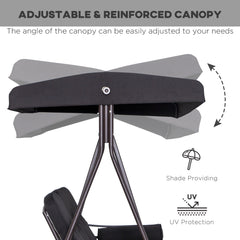 Outsunny Swing Chair Hammock Chair 3 Seater Canopy Cushion Shelter Outdoor Bench Black