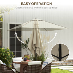 Outsunny 215cm Square Canopy Parasol, with Contrast Piping - Beige/Brown