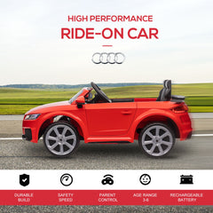 HOMCOM Kids Licensed Audi TT Ride-On Car 12V Battery w/ Remote Suspension Headlights and MP3 Player 3km/h Red