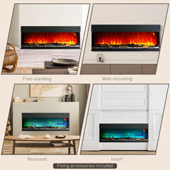 HOMCOM 1800W 15-40√¢‚Äû∆í Adjustable Flame Glass Panel Convector Heater, 152cm