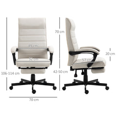 Vinsetto Office Chair, Computer Desk Chair, Fabric Swivel Chair with Adjustable Height and Rolling Wheels for Home Office Work Study, Cream White