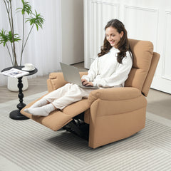 HOMCOM 140√Ç¬∞ Manual Reclining Armchair, with Footrest - Light Brown