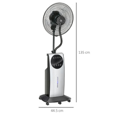 HOMCOM 16" Pedestal Fan with Water Mist Spray, Humidifying Misting Fan, Standing Fan with 3 Speeds, 3.1L Water Tank, Timer and Electric Mosquito Killer Jack, Black