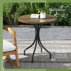 Outsunny â66cm Galvanised Steel Garden Table - Brown