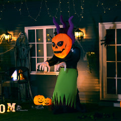 إكسسوارات HOMCOM Halloween Pumpkin Ghost القابلة للنفخ LED لعرض موضوع حفلات الأطفال في الهواء الطلق