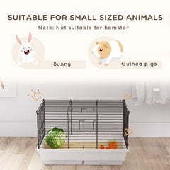 PawHut Indoor Small Animal Cage for Rabbits, Guinea Pigs w/ Wood Floor, Removable Trays