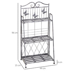 Outsunny Indoor Outdoor Freestanding 3-Tier Garden Plant Stand Metal Flower Display Rack for Potted Plants Balcony D√É¬©cor 44L x 25W x 96H cm