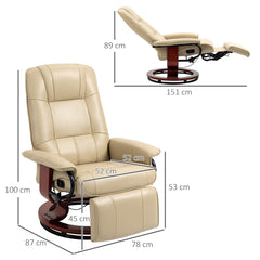 HOMCOM Faux Leather Armchair, with 145√Ç¬∞ Reclining Back and Footrest - Cream