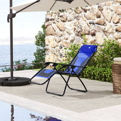 Outsunny Zero Gravity Lounger Chair, Folding Reclining Patio Chair with Padded Seat, Cup Holder, Soft Cushion and Headrest for Poolside, Camping, Blue